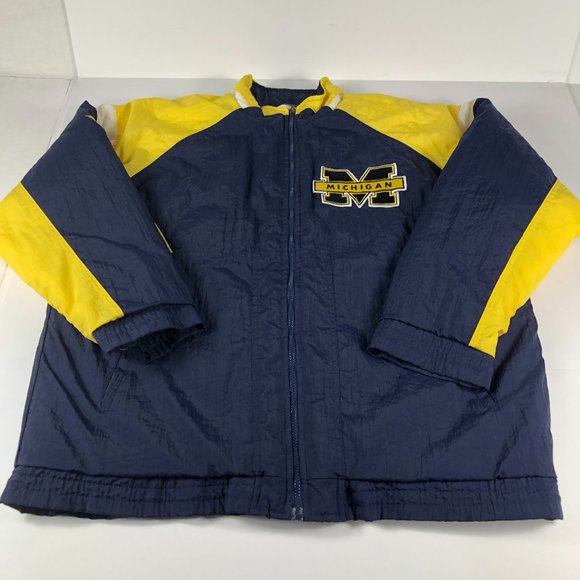 VTG 90s Apex One Michigan Wolverines Jacket Adult Extra Large Blue Full Zip Coat - Picture 1 of 12